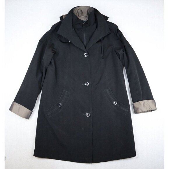 GALLERY - WOMEN'S BLACK HOODED JACKET WITH REMOVABLE LINER - SIZE S - Picture 3 of 11